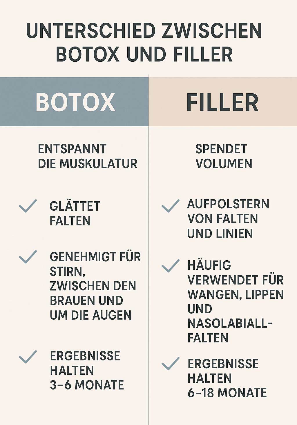 Unterschied zwischen Botox und Filler